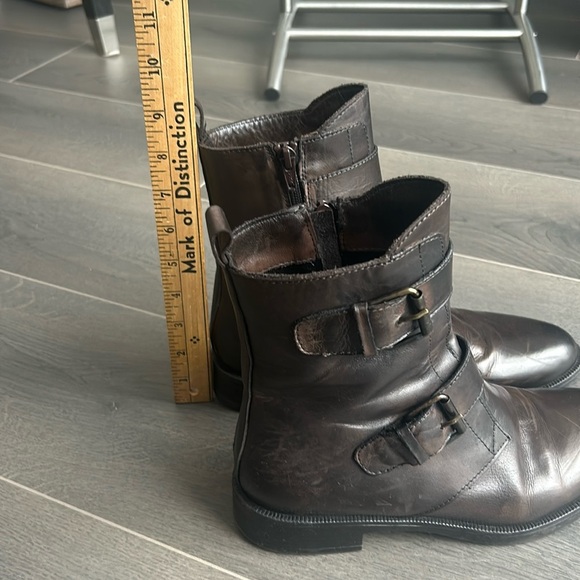 Emanuele Crasto Double Buckle Moto Boots Brown Leather Made in Italy Women 40 - Picture 13 of 17